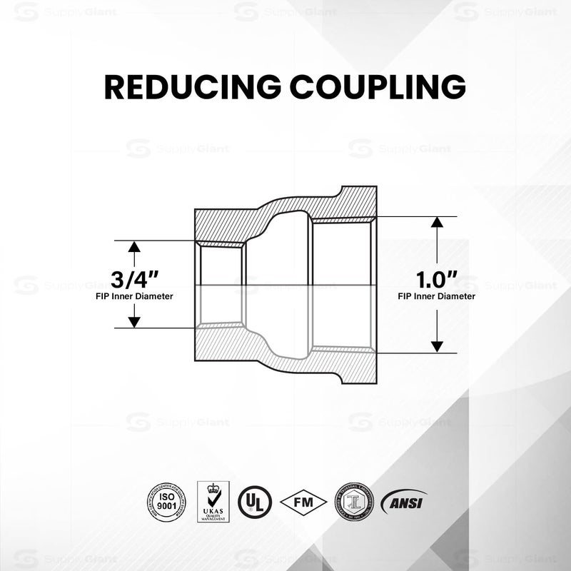 SUPPLYGIANT Supply Giant CSSD1002 1 x 3/4 Inch Lead-Free Brass Reducing Coupling with Female National Pipe Taper Threaded Ends, Brass Construction, Higher Corrosion Resistance, Economical & Easy to Install - Image 3
